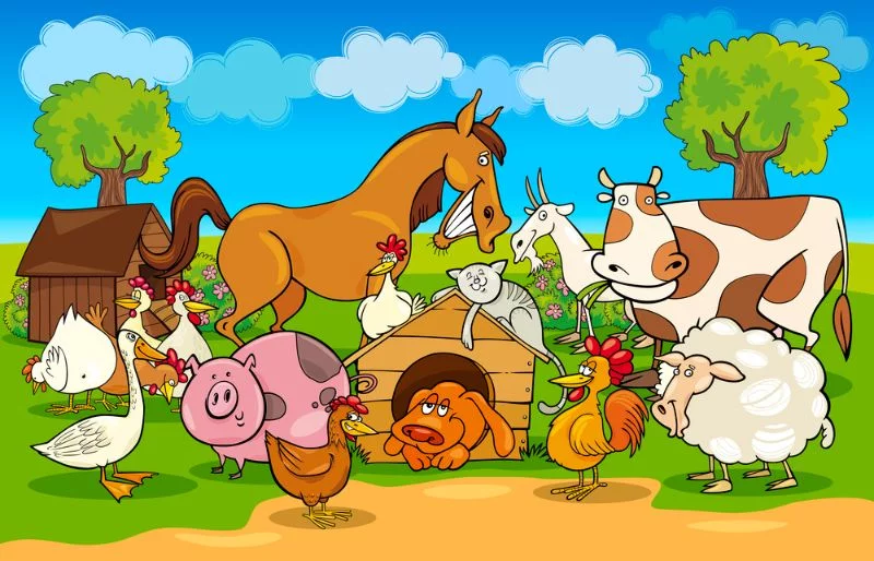 illustrierte Tiere auf dem Bauernhof