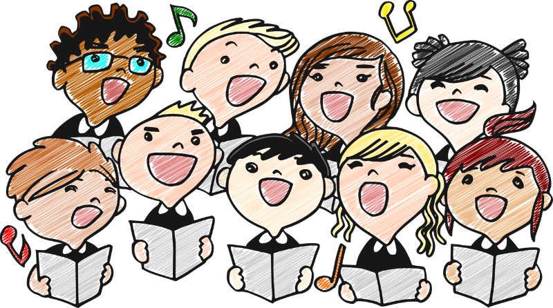 gezeichnete Illustration von singenden Kindern