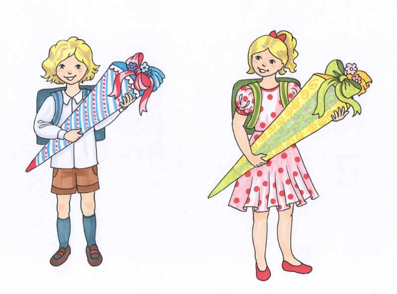 Zuckertüte - Ideen, Tipps und alles über das bunte Wunder Junge-und-Mädchen-mit-für-die-Einschulung