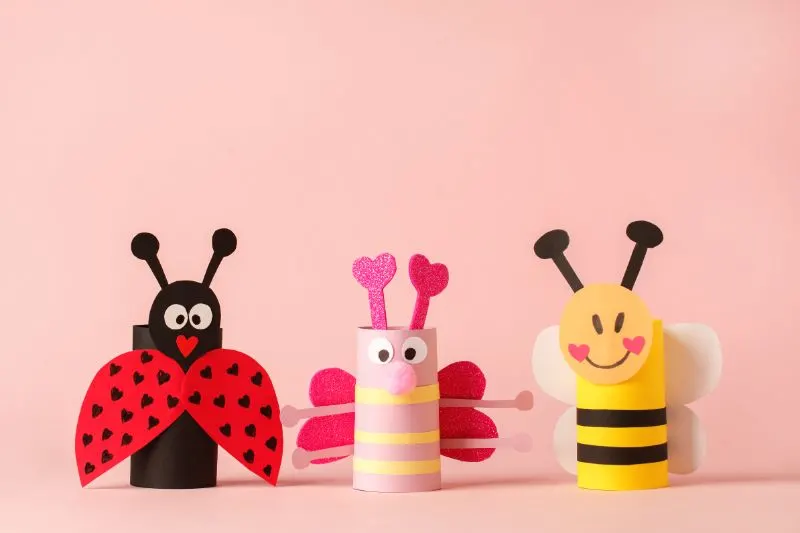 Marienkäfer, Biene, Schmetterling, Insektenset aus Toilettenschlauch