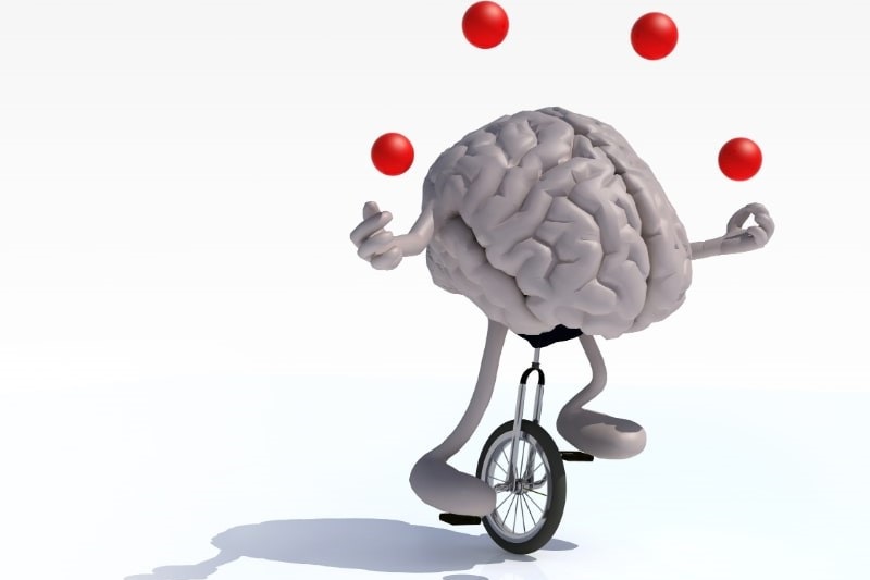 Gehirn-mit-Armen-und-Beinen-jonglieren-fahrt-Einrad