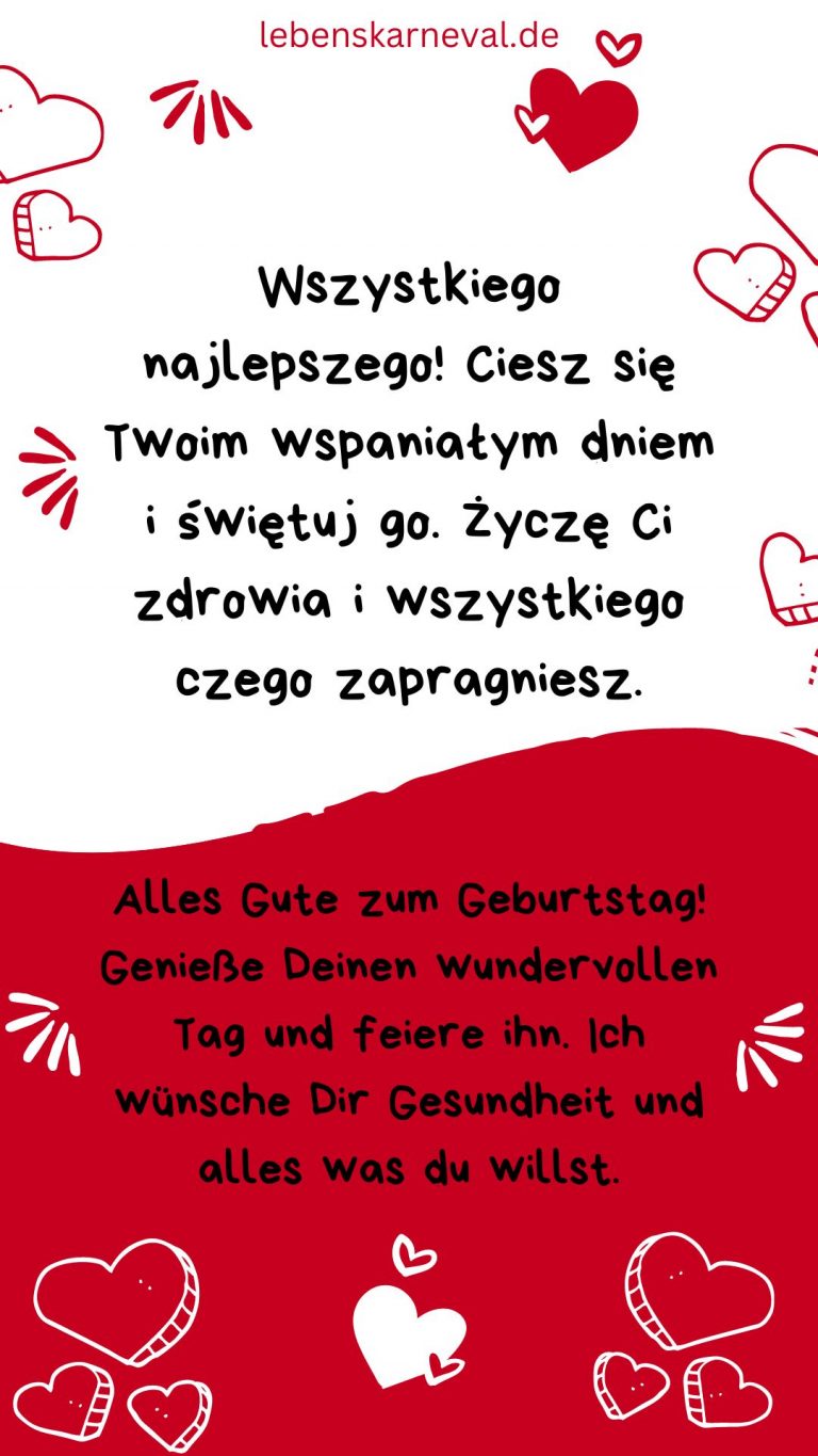 Geburtstagswünsche auf Polnisch mit deutscher Übersetzung Lebens Karneval